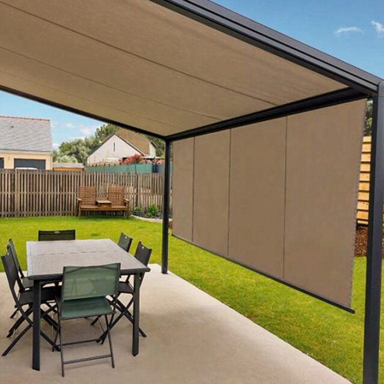 Pergola d'ombrage avec couverture en toile acrylique rétractable