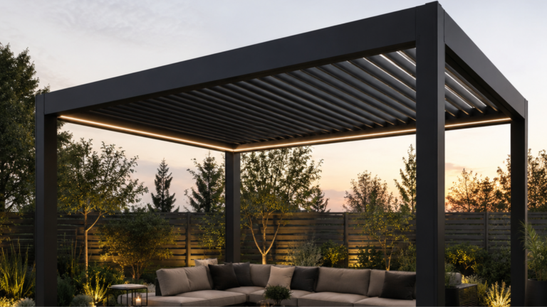 pergola autoportante dans un jardin